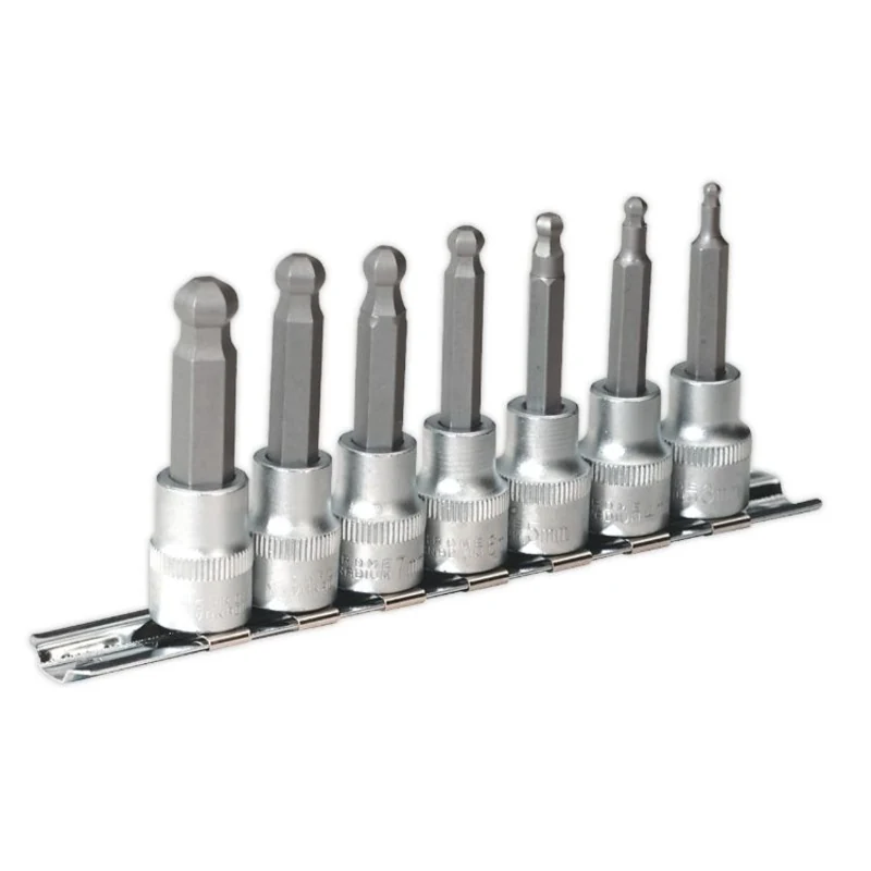 Sealey Ball-End Hex Socket Bit Set 7pc Metric 3/8" Drive 62mm (Premier)